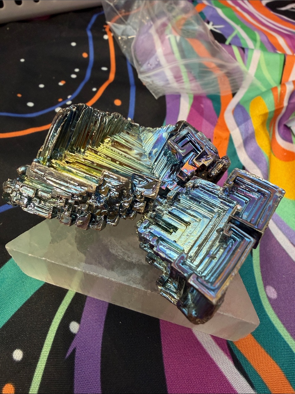 Iridescent Bismuth Crystal Display Piece - Multicolor